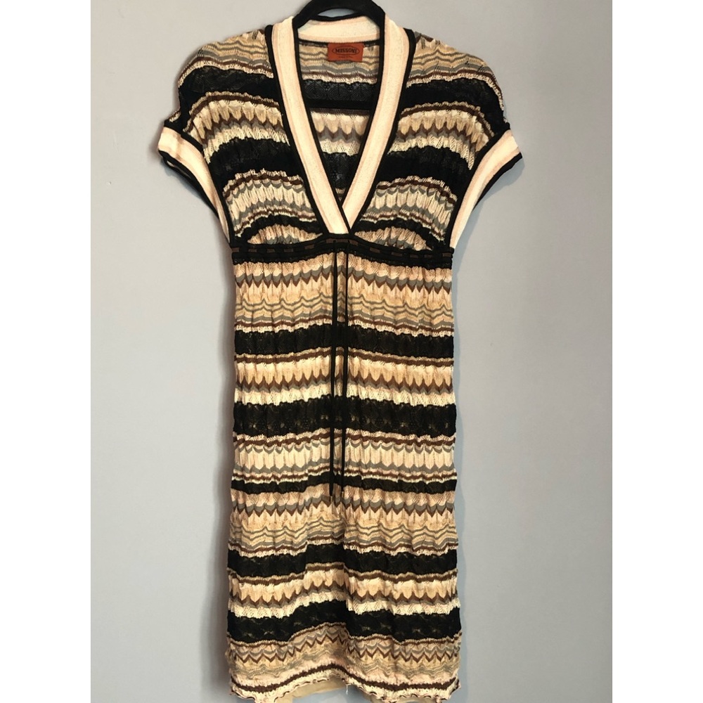 Missoni Brown and Black Chevron Silk Blend Dress